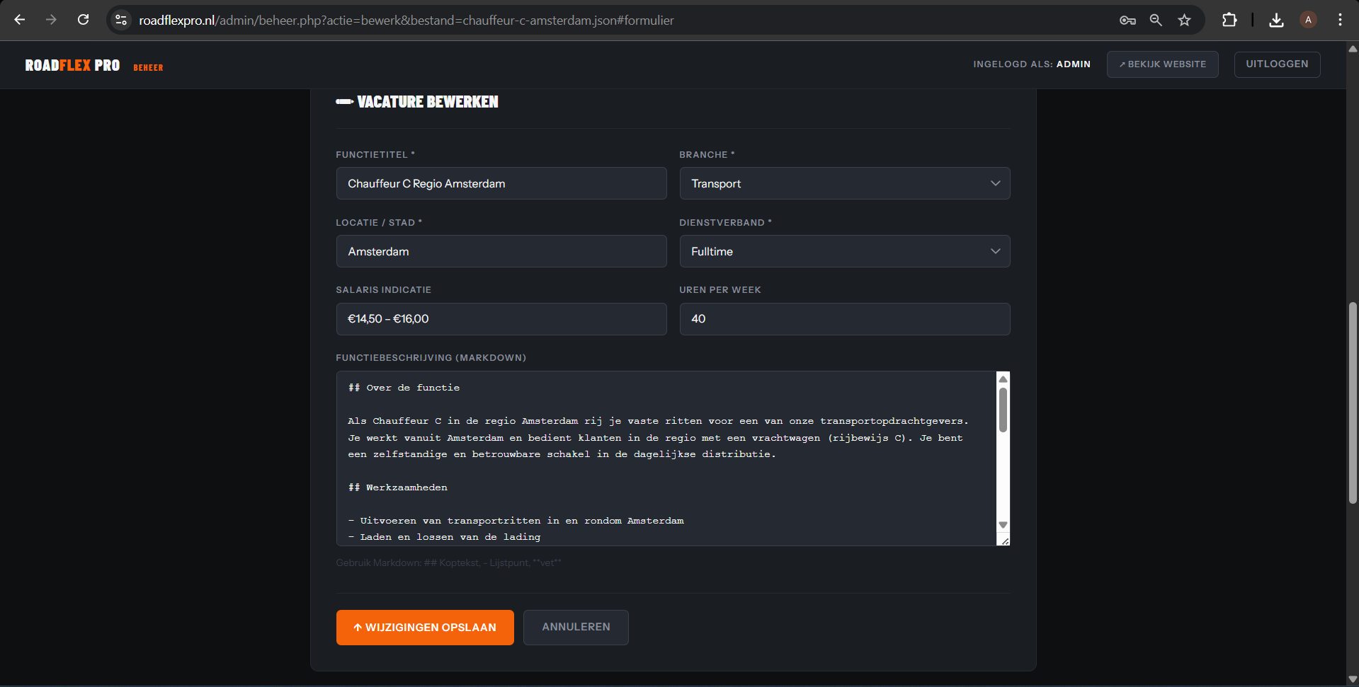 RoadFlex Pro – Regional Job Board for Transport & Logistics — gallery image showcasing project implementation 4
